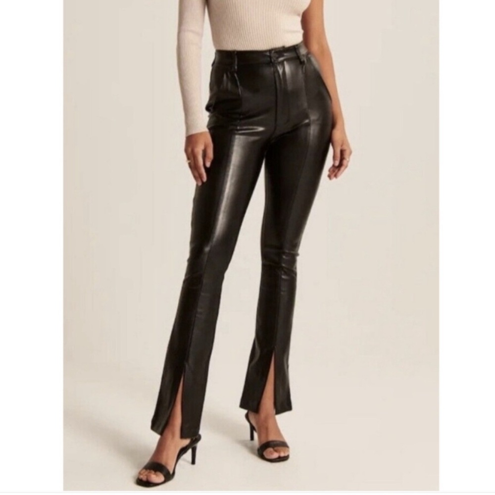 Abercrombie & Fitch Black Vegan Leather Ultra High Rise Pants Size: 25